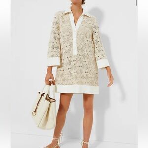 TUCKERNUCK Tan Crochet Collier Dress